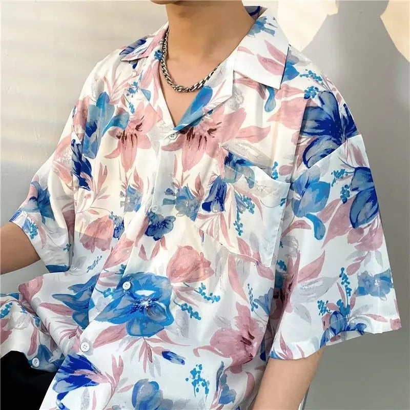 Korean Style Floral Print Hipster Shirt