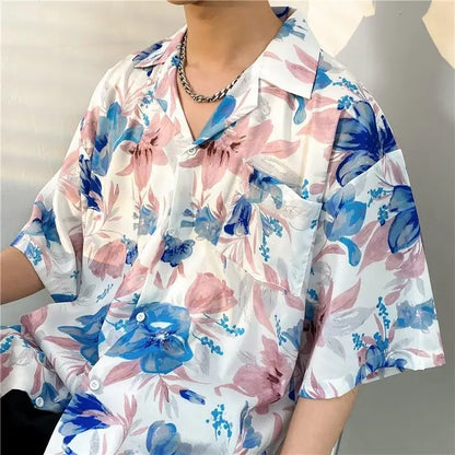 Korean Style Floral Print Hipster Shirt