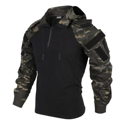 Men's Tactical Camo Hooded Shirt – Combat & Outdoor Wear