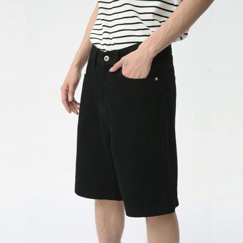 Noymei Black Casual Denim Shorts