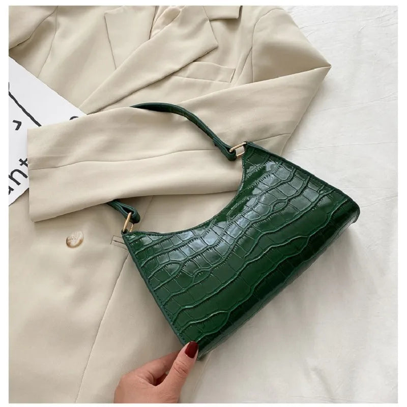 Chic Crocodile Pattern Shoulder Bag – Sleek & Stylish in Multiple Colors