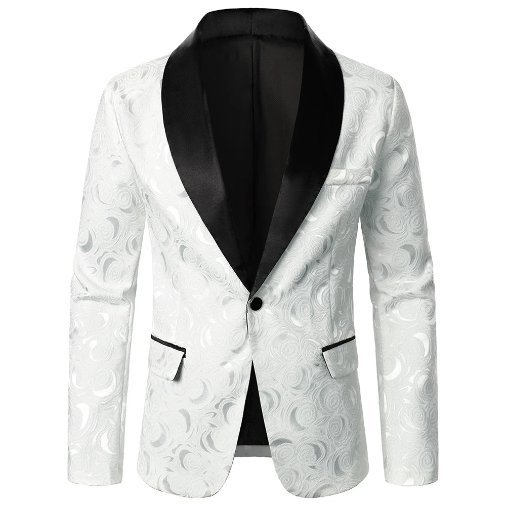 Men's Luxury Rose Pattern Jacquard Blazer