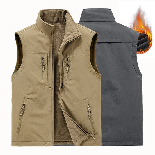 Men's 6XL Double-Sided Fleece Camping Vest