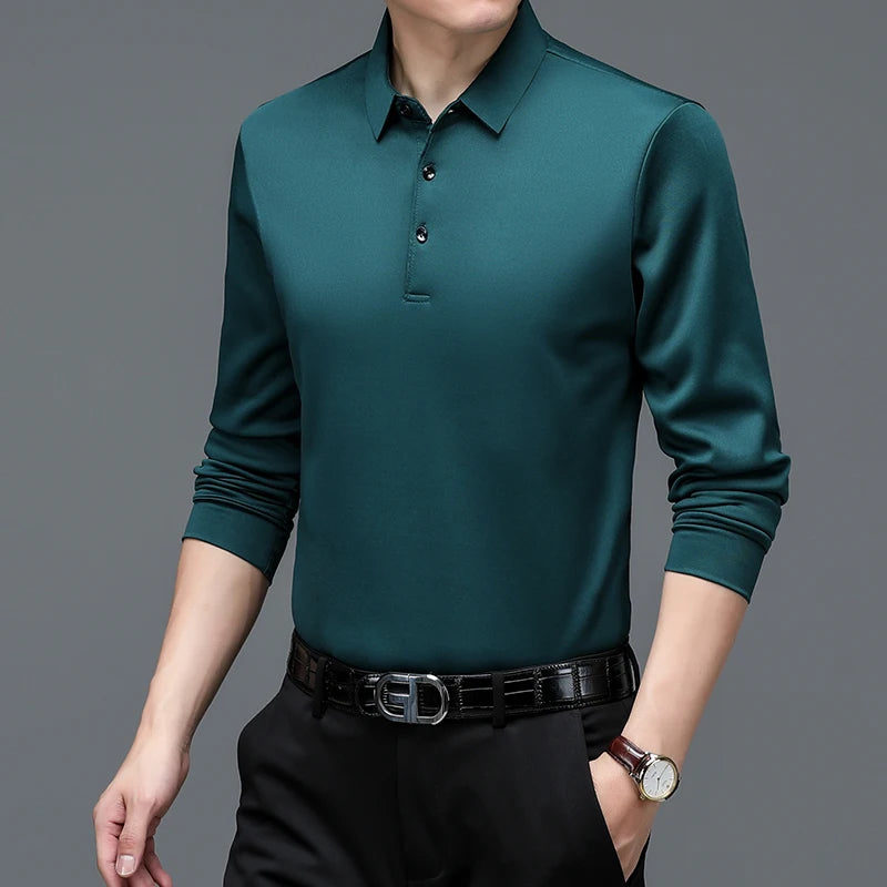 Luxury Zipper Polo with Long Sleeves