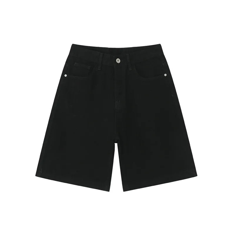 Noymei Black Casual Denim Shorts