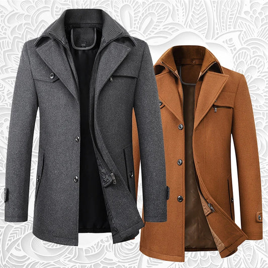 Men's Woolen Business Casual Trench Coat