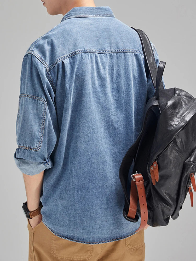 Casual Drop-Shoulder Denim Shirt