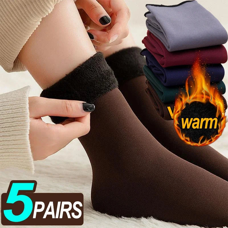 5 pairs Luxurious Velvet Wool Thermal Socks