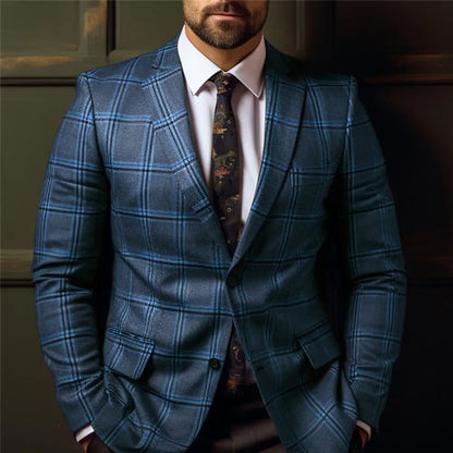 Men's Formal Business Plaid Suit Coat