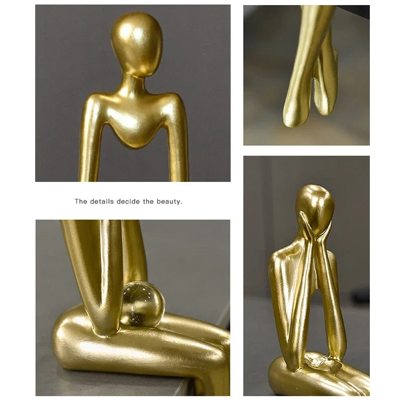 Gold Abstract Thinker Statue