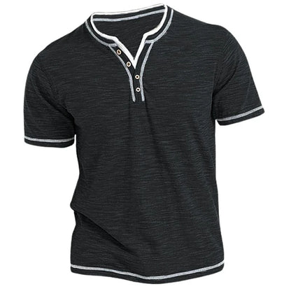 Casual Cotton Henley Streetwear Top