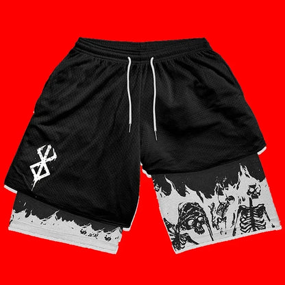 Y2K Anime High-Waist Gym Shorts