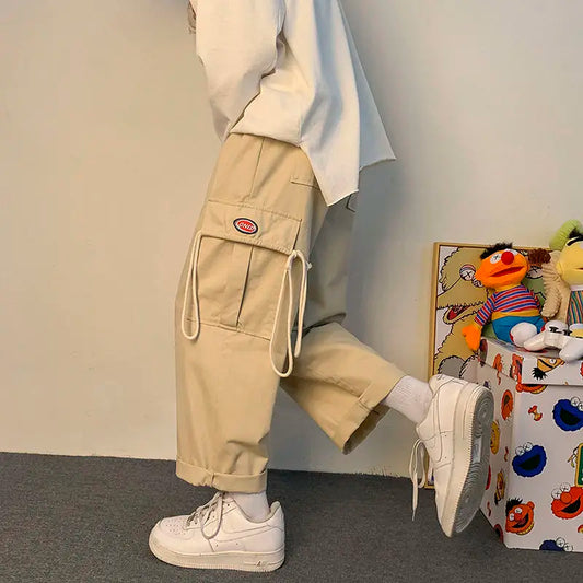 Korean Style Men's Wide Leg Cargo Pants