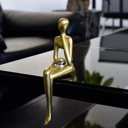 Gold Abstract Thinker Statue