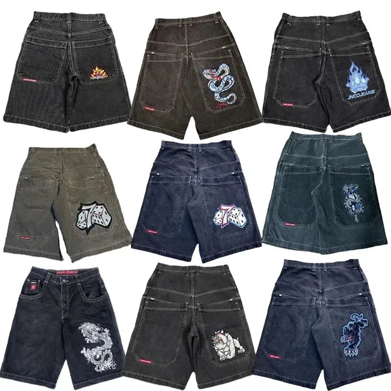 Y2K Hip-Hop Basketball Denim Shorts