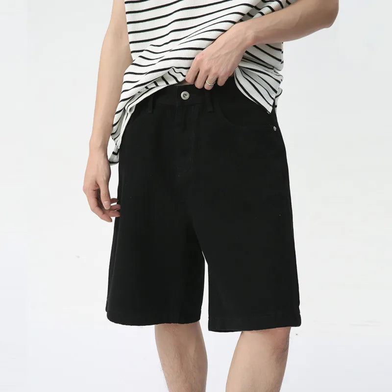 Noymei Black Casual Denim Shorts