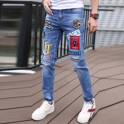 Street Hip-Hop Stretchy Slim Fit Jeans