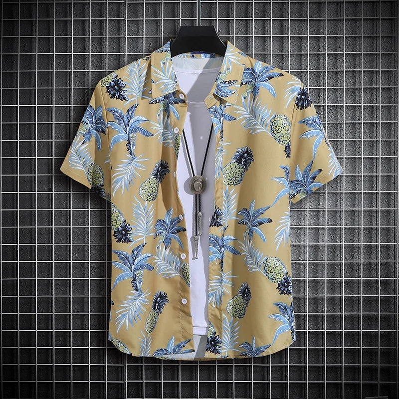 Men's Summer Turtle Neck Printed Shirt