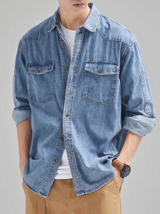 Casual Drop-Shoulder Denim Shirt