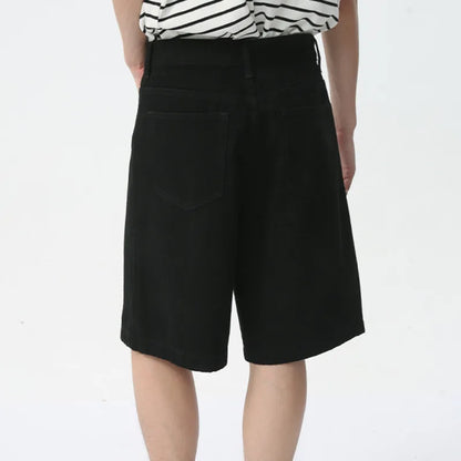 Noymei Black Casual Denim Shorts