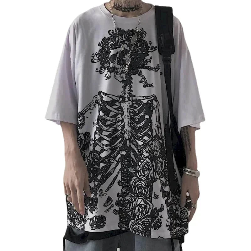 Oversized Gothic Print Cotton Tee