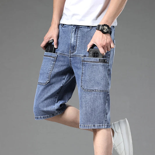 Summer Multi-Pocket Thin Denim Shorts