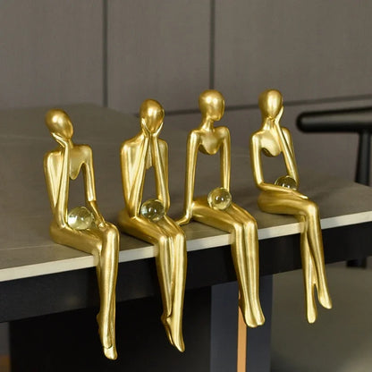 Gold Abstract Thinker Statue