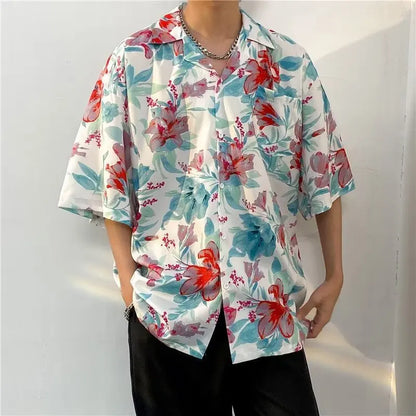 Korean Style Floral Print Hipster Shirt