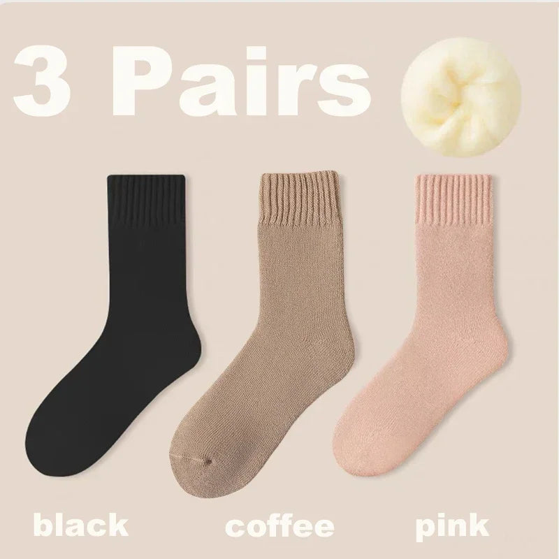 Plush Wool Socks for Women - 3 Pair Set 🧦🍂❄️