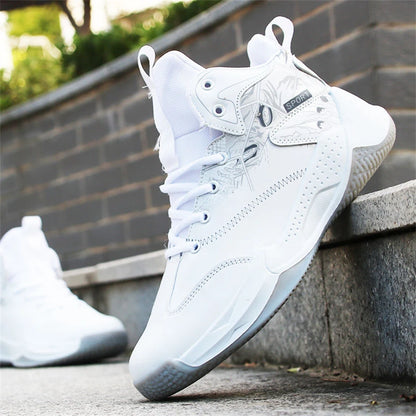 2024 White Leather Basketball Sneakers