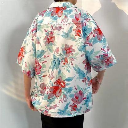 Korean Style Floral Print Hipster Shirt