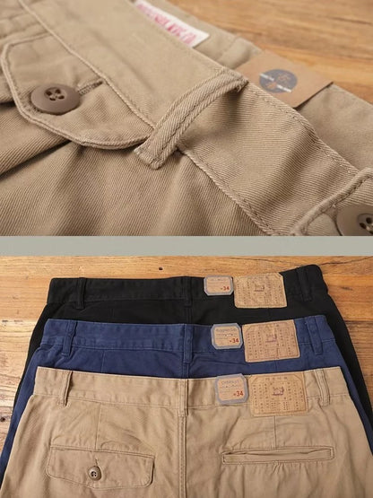 Men's Retro Twill Military Cargo Pants