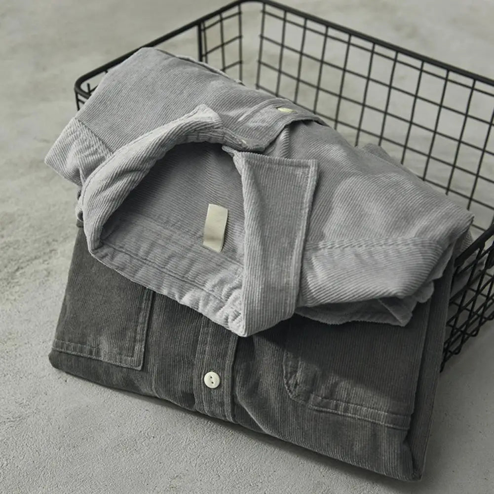 Corduroy Men's Casual Cargo Jacket