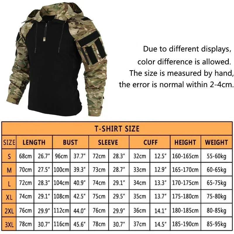 Men's Tactical Camo Hooded Shirt – Combat & Outdoor Wear