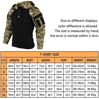 Men's Tactical Camo Hooded Shirt – Combat & Outdoor Wear