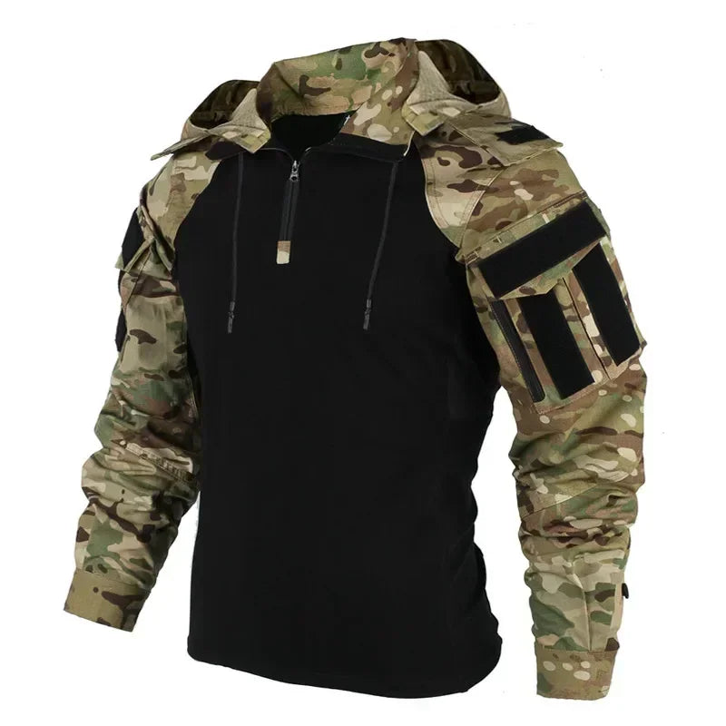 Men's Tactical Camo Hooded Shirt – Combat & Outdoor Wear