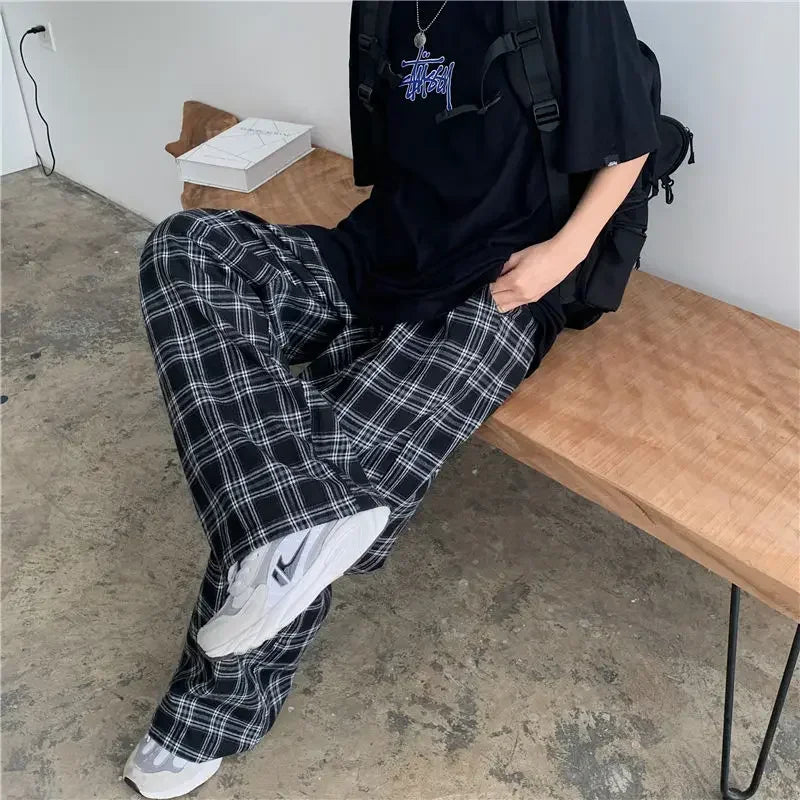 Harajuku Hip-Hop Plaid Casual Pants